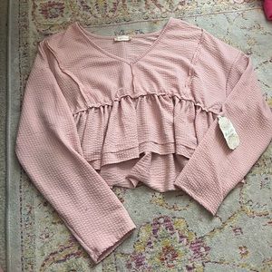 Blush pink altard state cropped long sleeve top